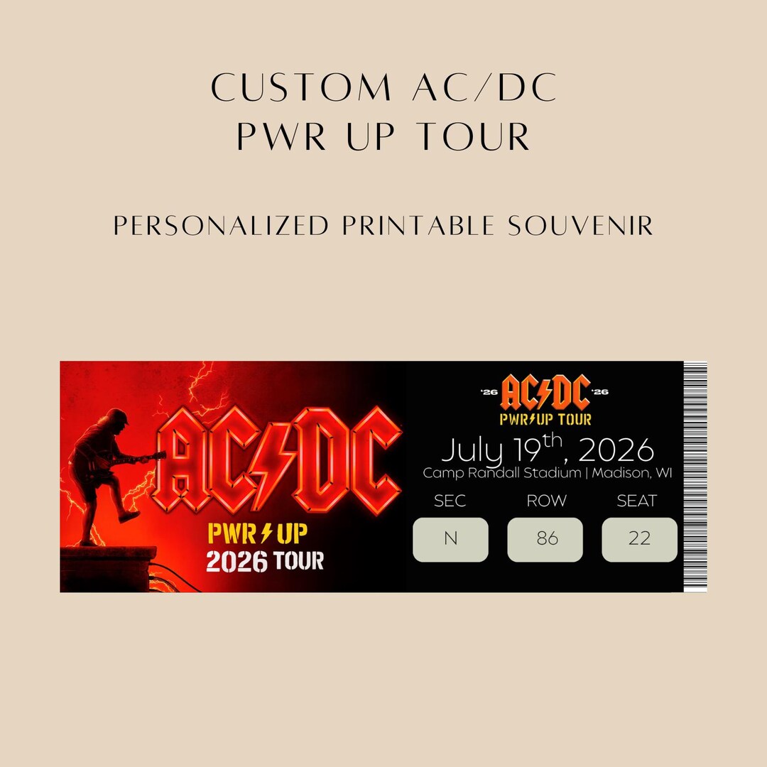 AC/DC PWR up 2026 Tour Ticket • Custom Concert Ticket • Printable Gift ...