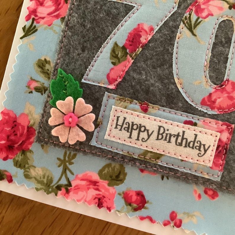 Handmade 70th Birthday Card - Personalised Option - Fabric Card - Etsy UK