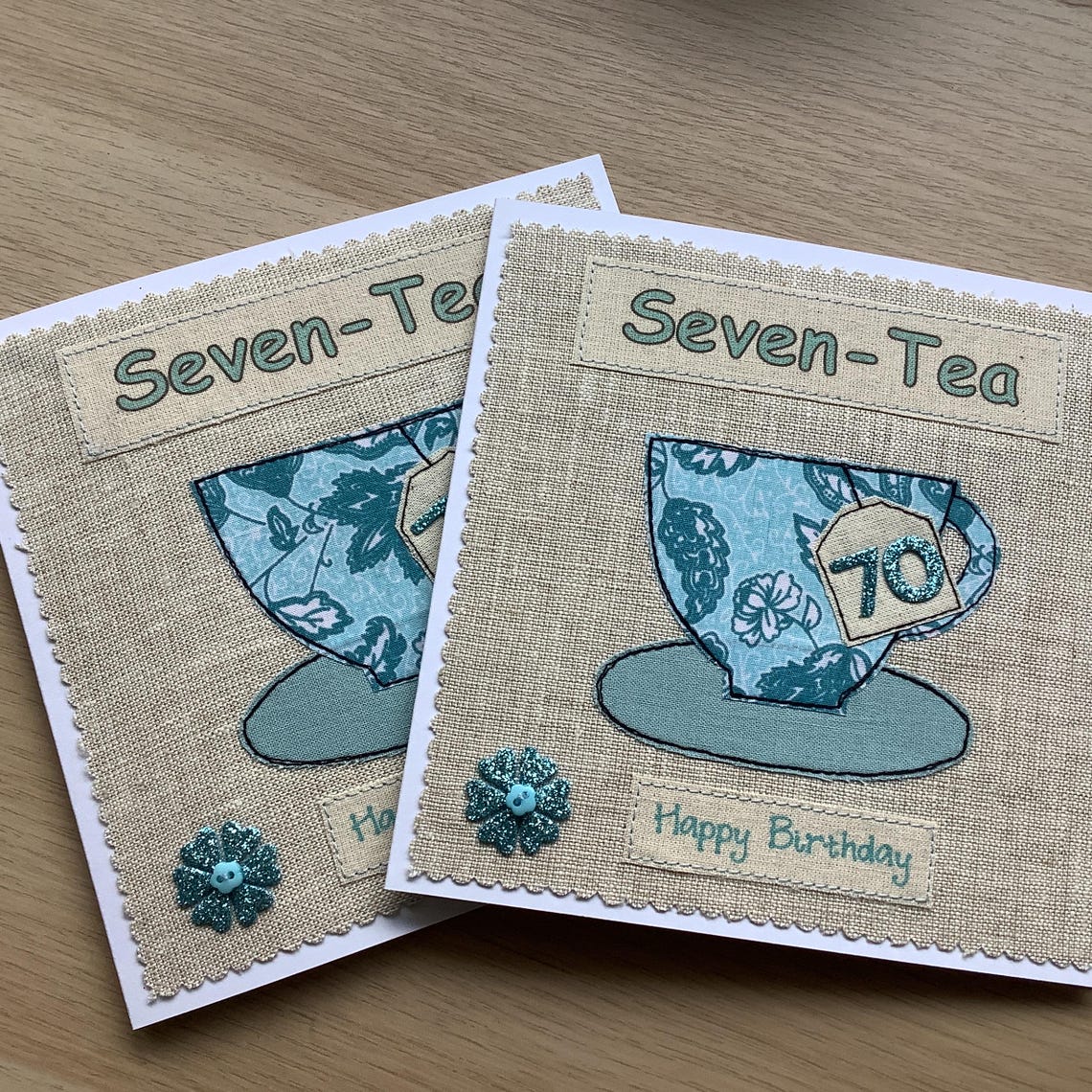 Handmade 70th Birthday Card - Personalised Option - Fabric - Etsy UK