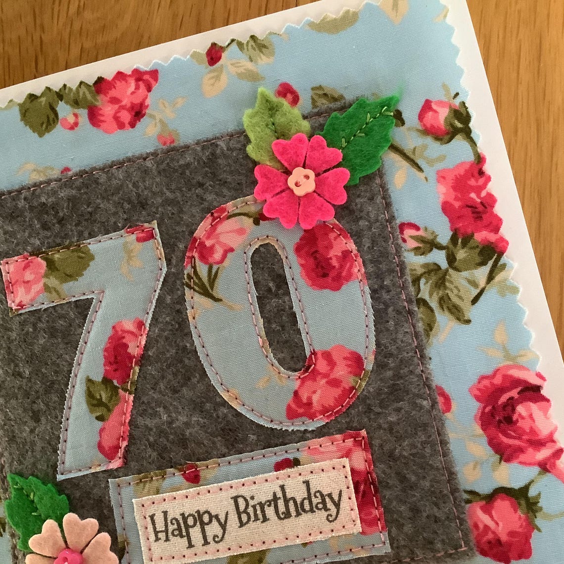 Handmade 70th Birthday Card - Personalised Option - Fabric Card - Etsy UK