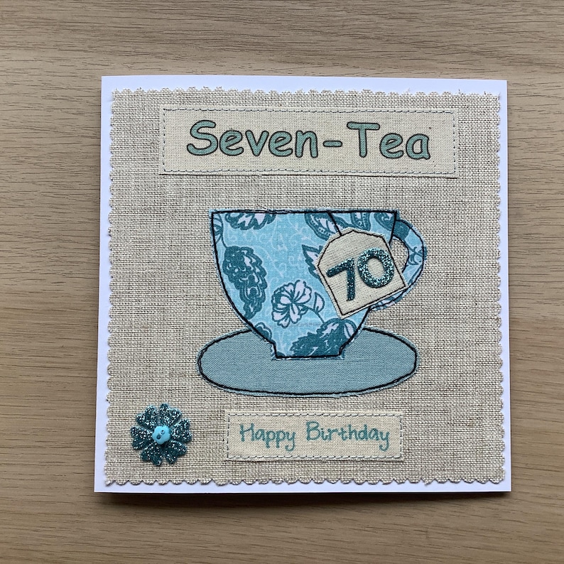 Handmade 70th Birthday Card - Personalised Option - Fabric - Etsy UK