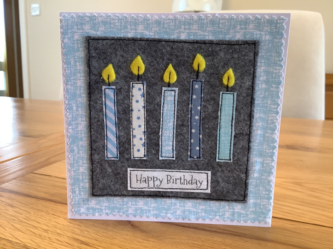 Handmade Fabric Birthday Card - Personalised - Etsy UK