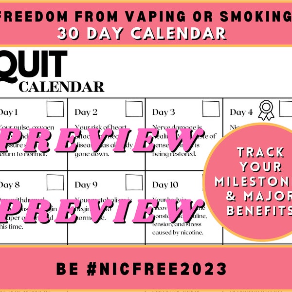 Quit Nikotin 30-Tage Kalender, Nutzen Tracker