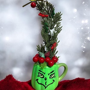 Grinch stanky Christmas tree centerpiece, grinch gift for collectors , grinch Christmas display, unique  grinch small space decor, Etsy gift
