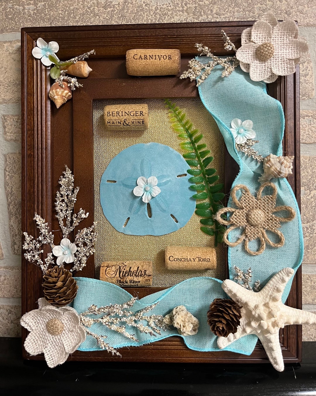 Framed Seashell Mixed Media Wall Collagemosaic Shell Art Etsy
