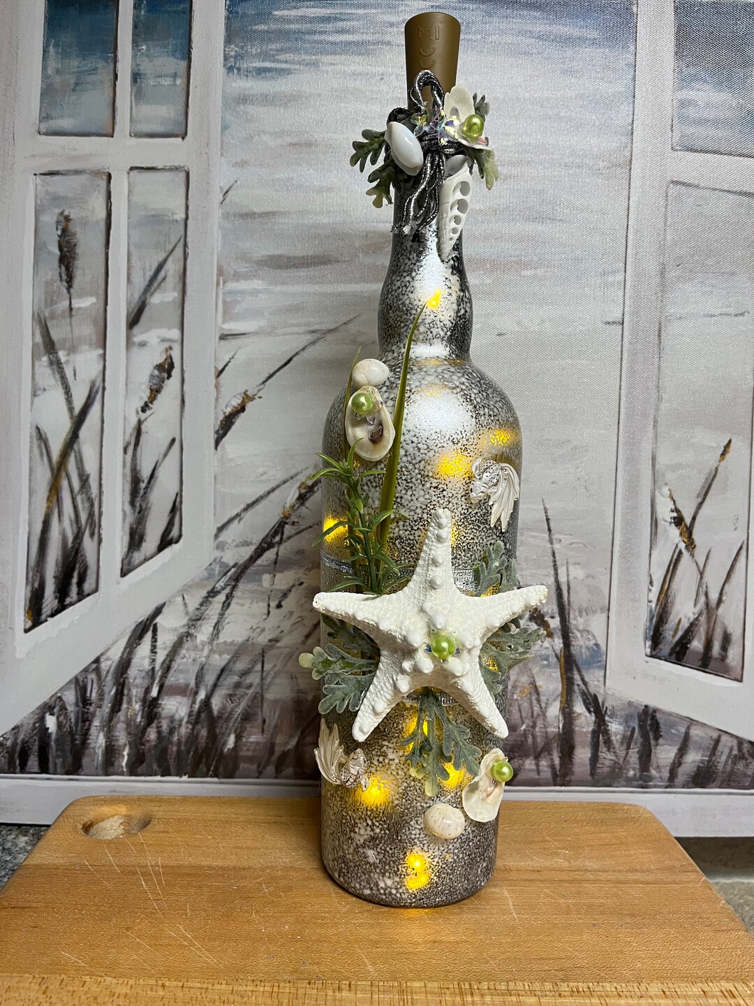 Nautical Decorative Lighted Wine Bottle Lit Wine Bottle Etsy
