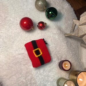 Petit sac à main tricoté zippé - Noël sur le thème du Père Noël