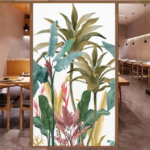 Custom Size Window Film Privacy Glass Sticker Heat Insulation and Sunscreen Tropical Rainforest Decoration Adhesive sticker for Home