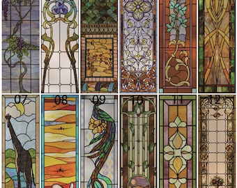 Custom size Window Film Stained Glass Films Frosted Privacy Retro Church Style Colorful Door Shower Bathroom Sticker