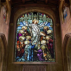 Window Film Frosted Stained Glass Static Cling Church Jesus Christ Stickers Window Treatment Customized Size
