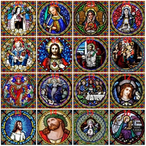 Custom Frosted Stained Glass Window Film,PVC Static Cling ,Church Jesus Mary Angels Picture Stickers