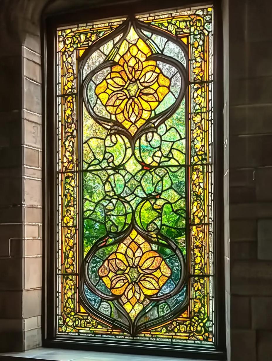 Customized Stained Glass Window Film Vibrant Floral Mandala Design With ...