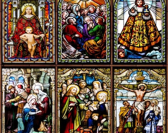 Custom Frosted Stained Glass Window Film,PVC Static Cling ,Church Jesus Christ Blessed Mary Stickers Window Treatment Home Decor