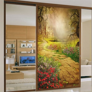 Custom Size Dream Forest Pattern Privacy Stained Glass Film Electrostatic Window Film Screens Bathroom Home Window Glass Decoration Sticker