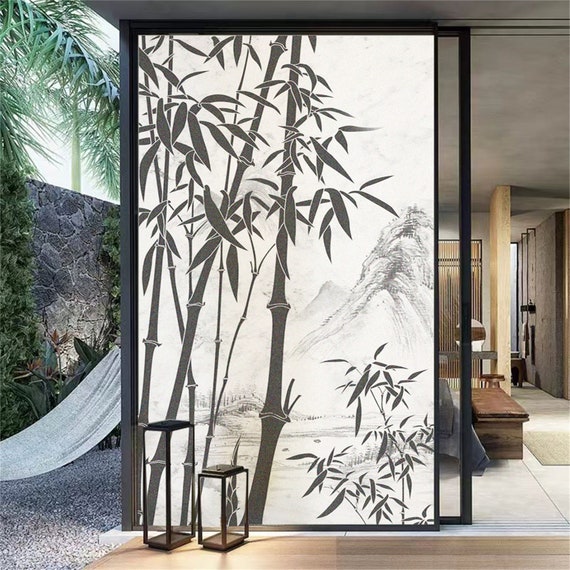 Benutzerdefinierte Gre Sichtschutz Stained Fensterfolie Bambus Muster  Frosted Sun Blocking Glas Aufkleber Fenster Static Kein Kleber Glastr Flim  - Etsy sterreich