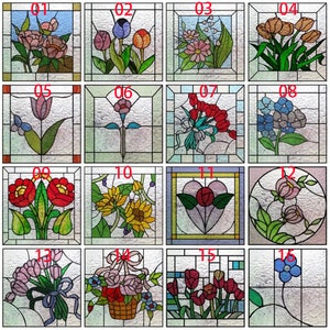 Custom Size Window Film Stained Glass  Privacy Frosted Static Cling 3D Matte Decorative Uv Window Sticker for Glass Garden Flower