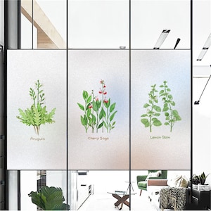 Customized Window Film Privacy Green Plants Glass Sticker Static Cling Window Coverings Frosted Sticker Homedecor