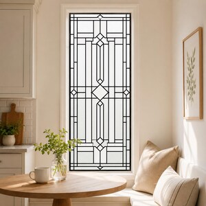 Customized Minimalist Geometric Stained Glass Window Film for Front Door Sidelight Privacy Art Deco Peel and Stick Glass Decal