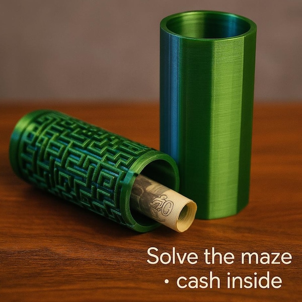 3D Printed Labyrinth Puzzle Box | Stocking Filler for Men | Christmas Brain Teaser Cash Gift