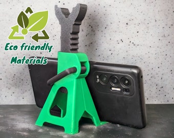 3D Printed Jack Stand Phone & Business Card Holder: Adjustable Height