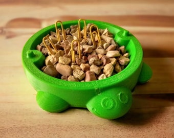 Turtle Mini Sandbox with Lid: Reptile Feeder, Desk Organizer