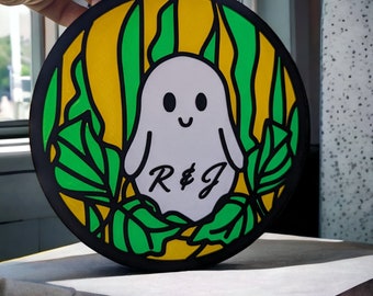 Personalised Gothic Ghost Sun Catcher: Eco-Firendly Unique Stained Glass Effect Halloween Decoration