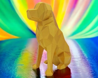 Abstract Golden Retriever Statue: 3D Printed Dog Sculpture