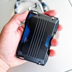 Tarjetero de metal personalizado con RFID, táctico, personalizable, para identificación, monedas, militar, con bloqueo seguro para tarjetas de crédito