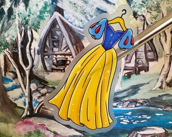 Snow White Dress Sticker, Waterproof Vinyl Decal