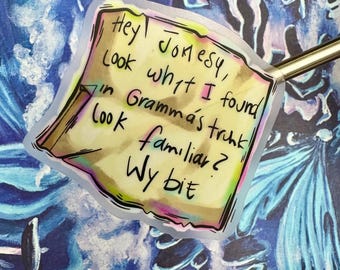 Hey Jonesy Sticker - Grandma's Trunk Note, Waterproof Vinyl