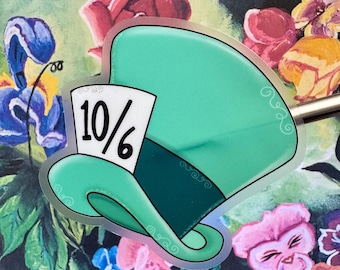 Pegatina de vinilo del sombrero del Sombrerero Loco