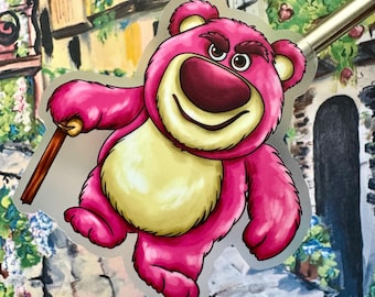 Pegatina de vinilo de oso fresa, impermeable para portátil