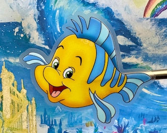 Flounder Fish Vinyl Sticker, Waterproof Decal