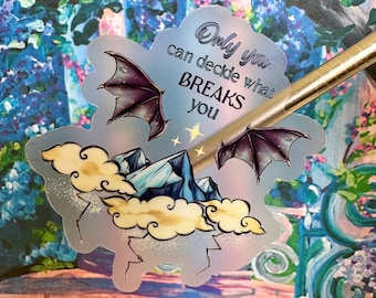 Adesivo in vinile Breaks You - Design motivazionale con pipistrello e nuvola