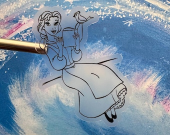 Calcomanía de vinilo Belle Reading, calcomanía impermeable