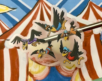 Cartoon Crows Vinyl Sticker, Waterproof Decal