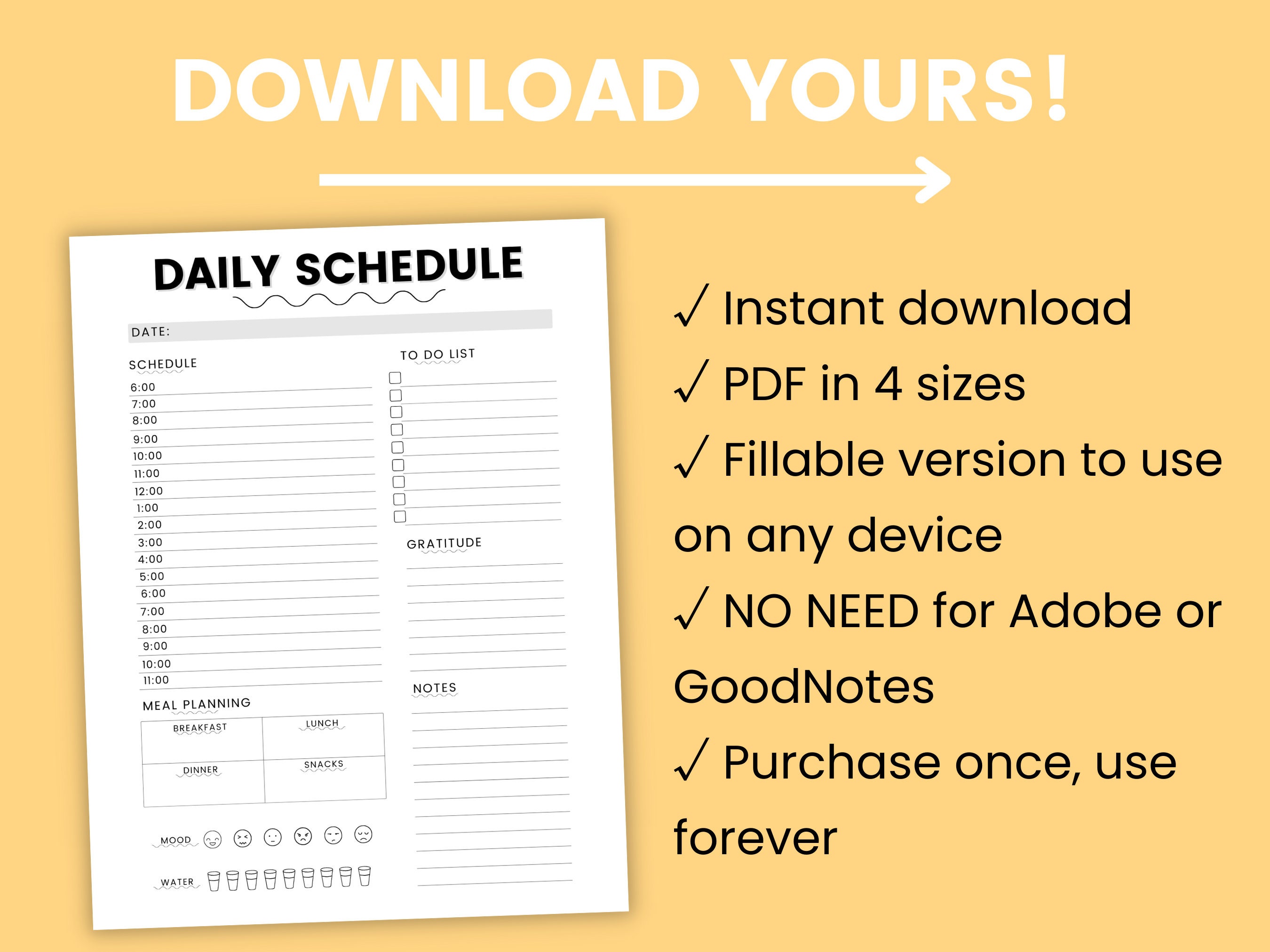 Daily Time Blocking Printable • Daily Time Box Template • Hourly From ...