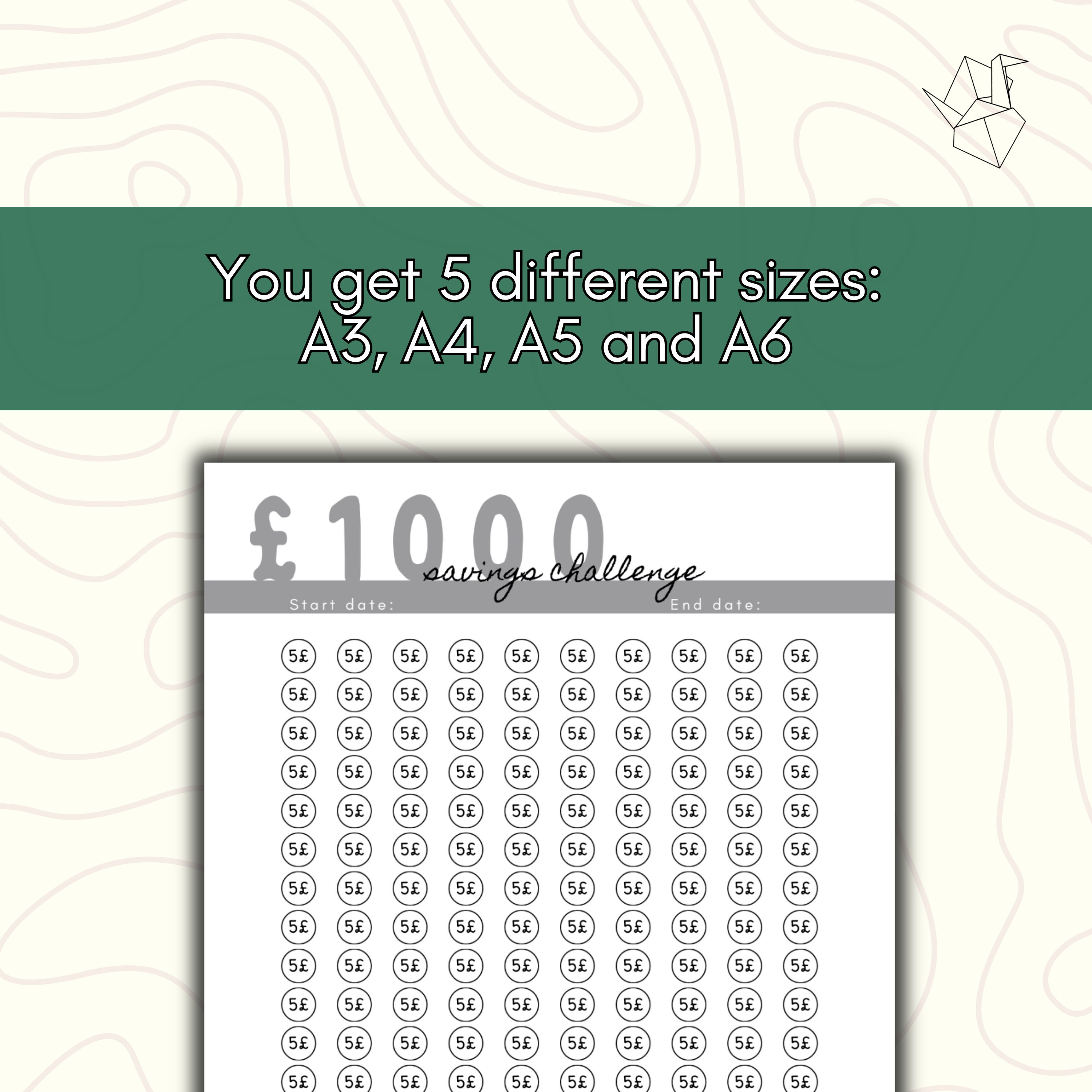 1k Saving Challenge Printable, UK Saving Challenge Printable, Budget ...