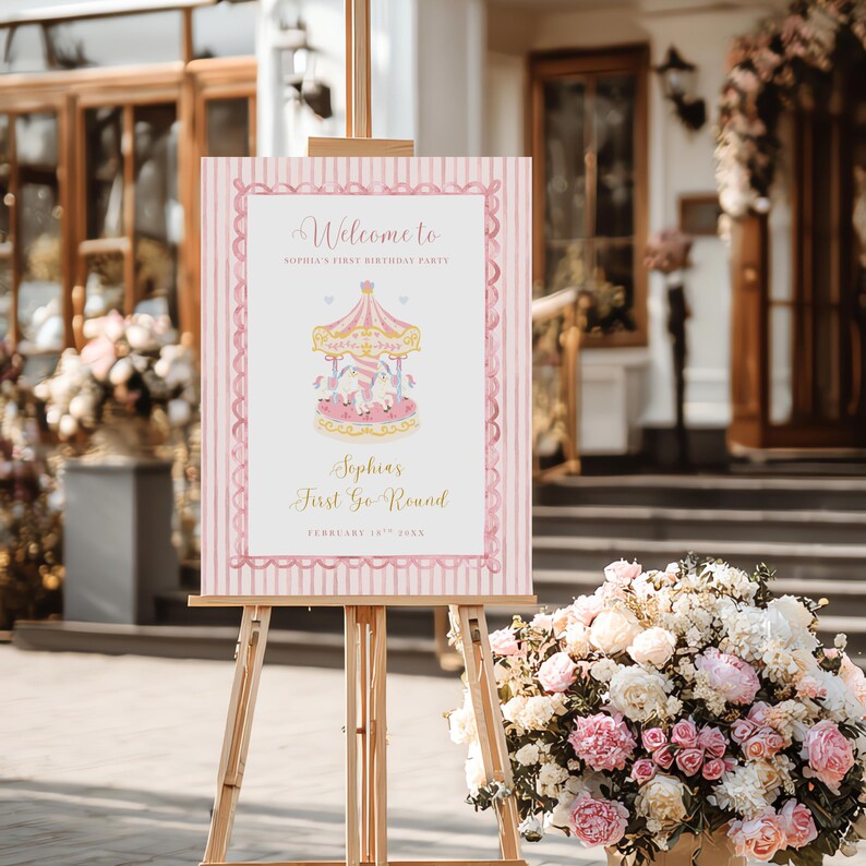 First Go-round Welcome Sign | Editable Canva Template | French Carousel ...