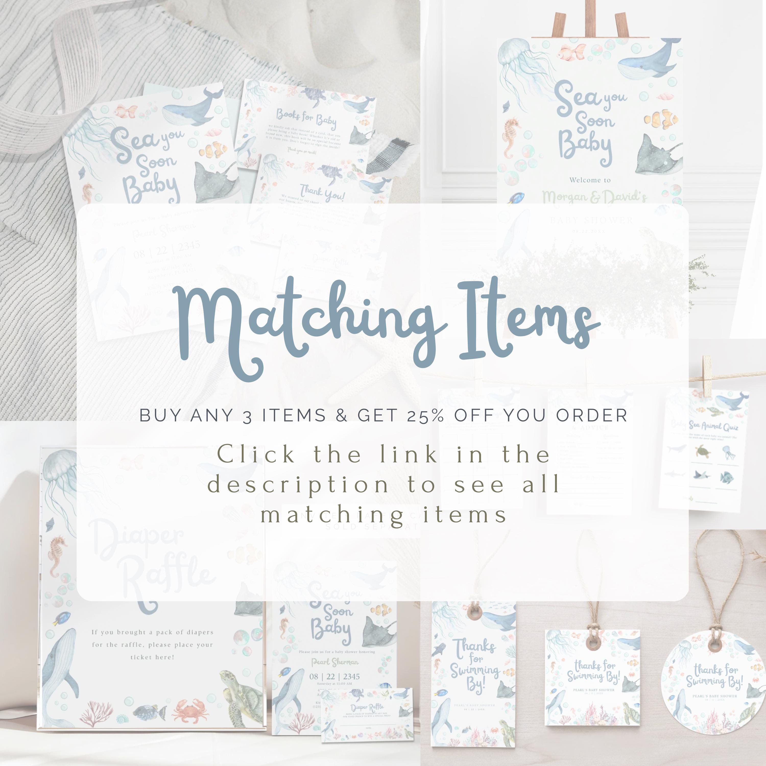 Sea You Soon Baby Shower Welcome Sign | Editable Canva Template | Ocean ...
