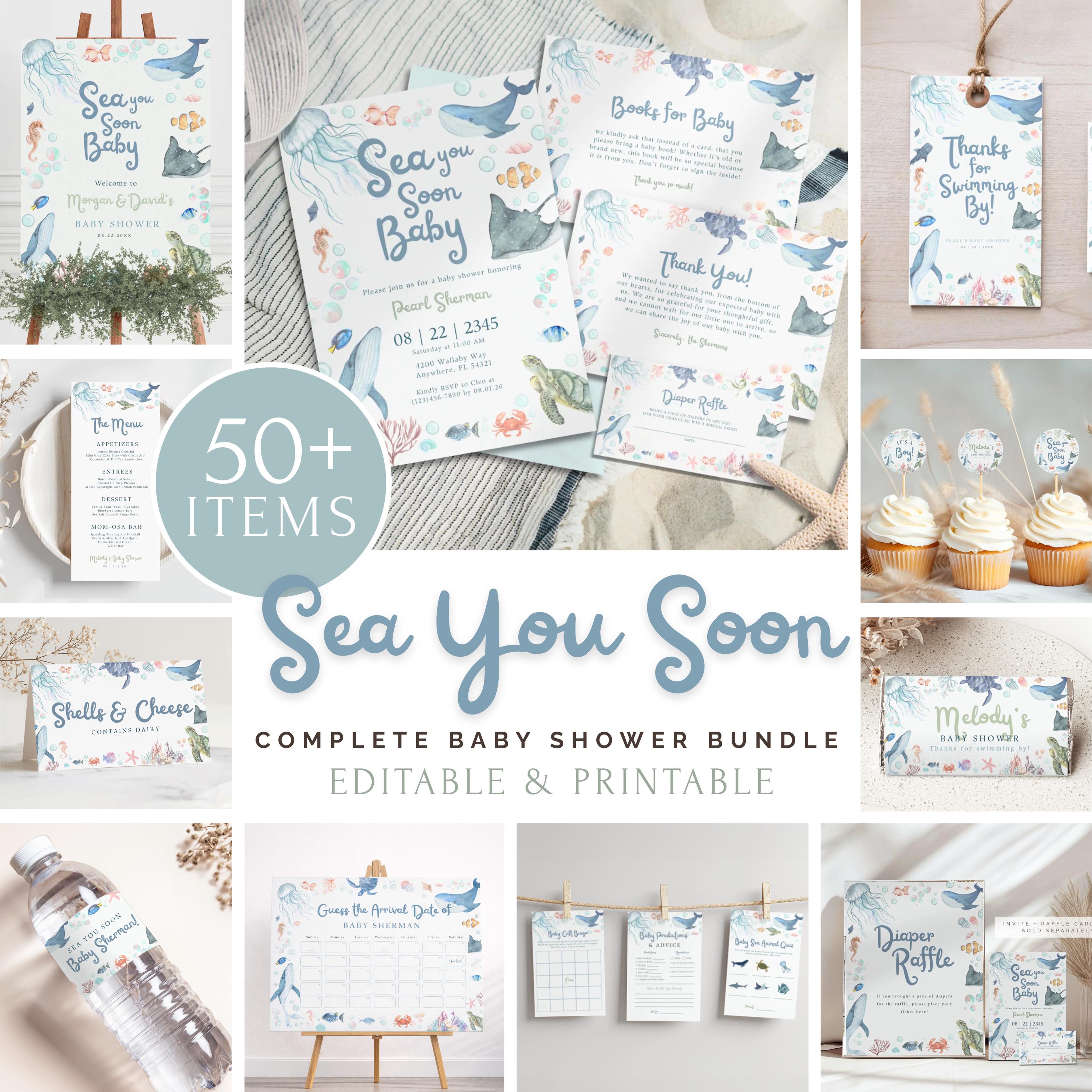 Sea You Soon Baby Shower Complete Mega Bundle | Editable Canva ...