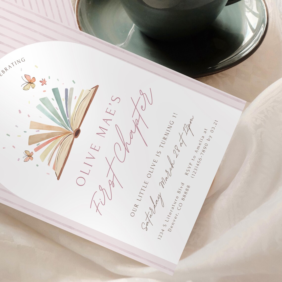 First Chapter Girl Birthday Invitation Template | Editable Pink Chapter ...
