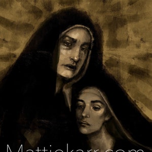 Two Mary&#39;s art print | Virgin Mary and Mary Magdalene | Christian Catholic art | 3 sizes