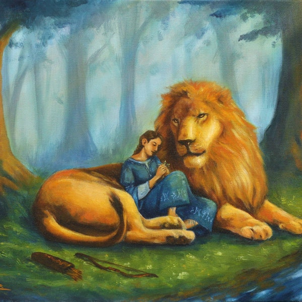 Lion and Warrior Girl art print | Christian Woman Gift | 3 sizes