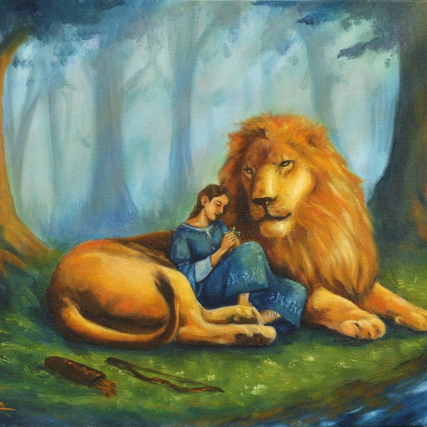 Lion and Warrior Girl art print | Christian Woman Gift | 3 sizes