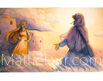 Visitation Art Print | Mary and Elizabeth | Christian Catholic art | 3 sizes