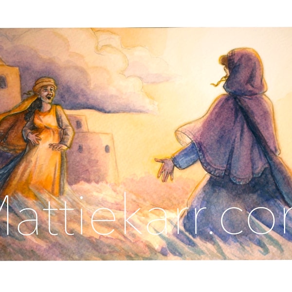 Visitation Art Print | Mary and Elizabeth | Christian Catholic art | 3 sizes