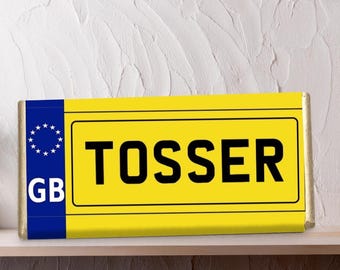 Personalised Rude Number Plate Chocolate Bar: Custom Swear Word Gift