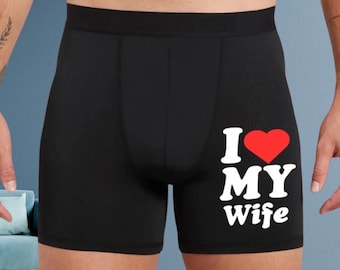 Calzoncillos "Amo a mi esposa": Ropa interior divertida para hombre, regalo de cumpleaños