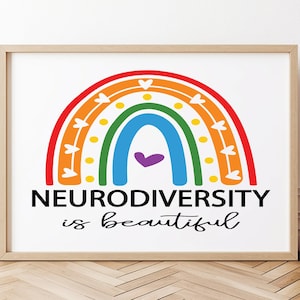 Neurodiversity is Beautiful Print, Autism Awareness Poster, Inspirational Wall Art,